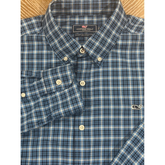 Vineyard Vines Other - Vineyard Vines Classic Fit Whale Shirt Mens XL Blue Plaid Button Down Cotton